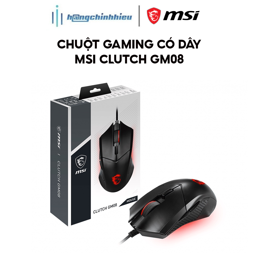 Chuột gaming có dây MSI Clutch GM08 S12-0401800-CLA màu đen Hàng chính hãng