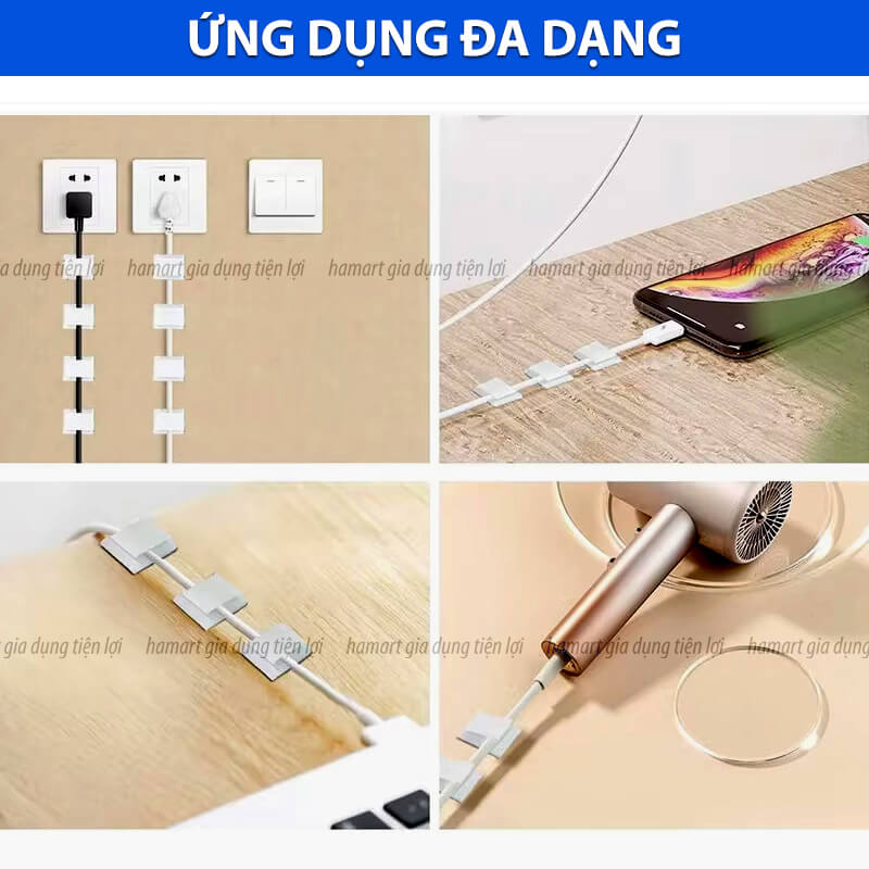 SET 5 Nẹp Dây Đèn LED Dán Tường Kẹp Cố Định Dải LED Trang Trí Tủ Kệ Trưng Bày Decor Bàn Làm Việc
