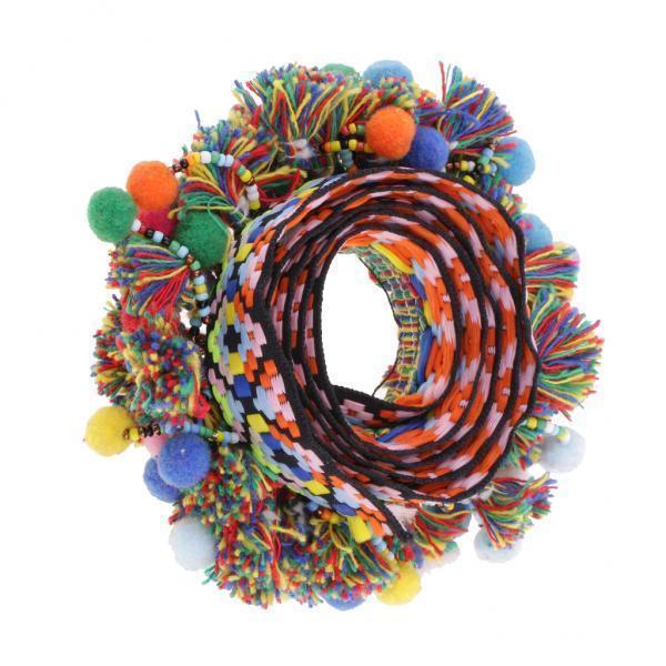 5-24pack 1 Yard Colorful Pom Pom Beads Fringe Tassels Braid Jacquard Ribbon Trim