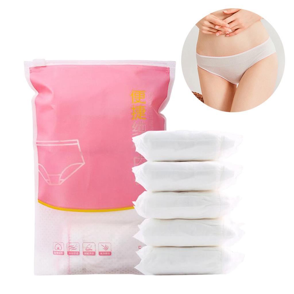 Pack of 5 Women Period Panties Dispoable Incontinence Underwear Cotton Breathable Travel Briefs