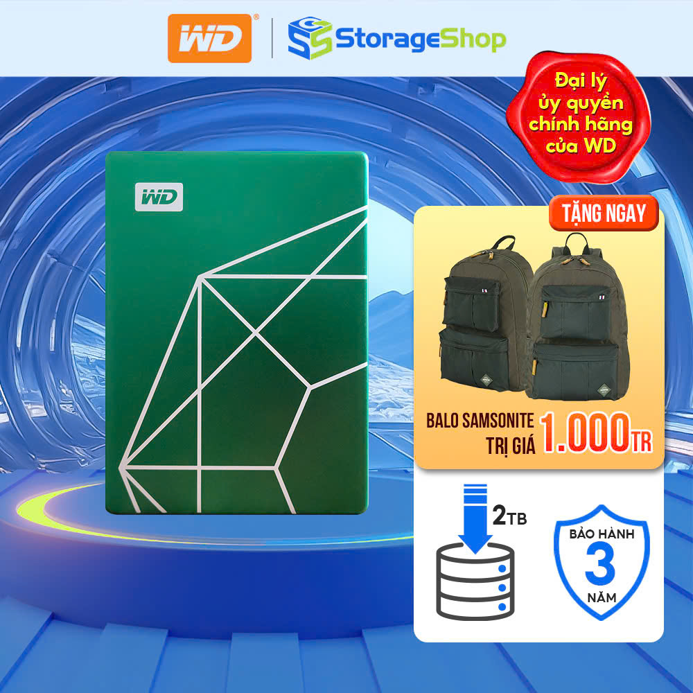 Ổ cứng di động HDD WD My Passport Ultra Green Limited dung lượng 2TB USB 3.2 Gen 1 hàng chính hãng