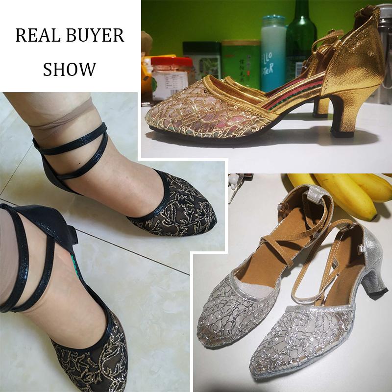 Phụ nữ giày cao cấp cao cấp Giày khiêu vũ Latin Giày khiêu vũ Phụ nữ Tango Salsa Tap Giày nhảy Latin cho Ladies Black Latin Color: out Flower Black Shoe Size: 39