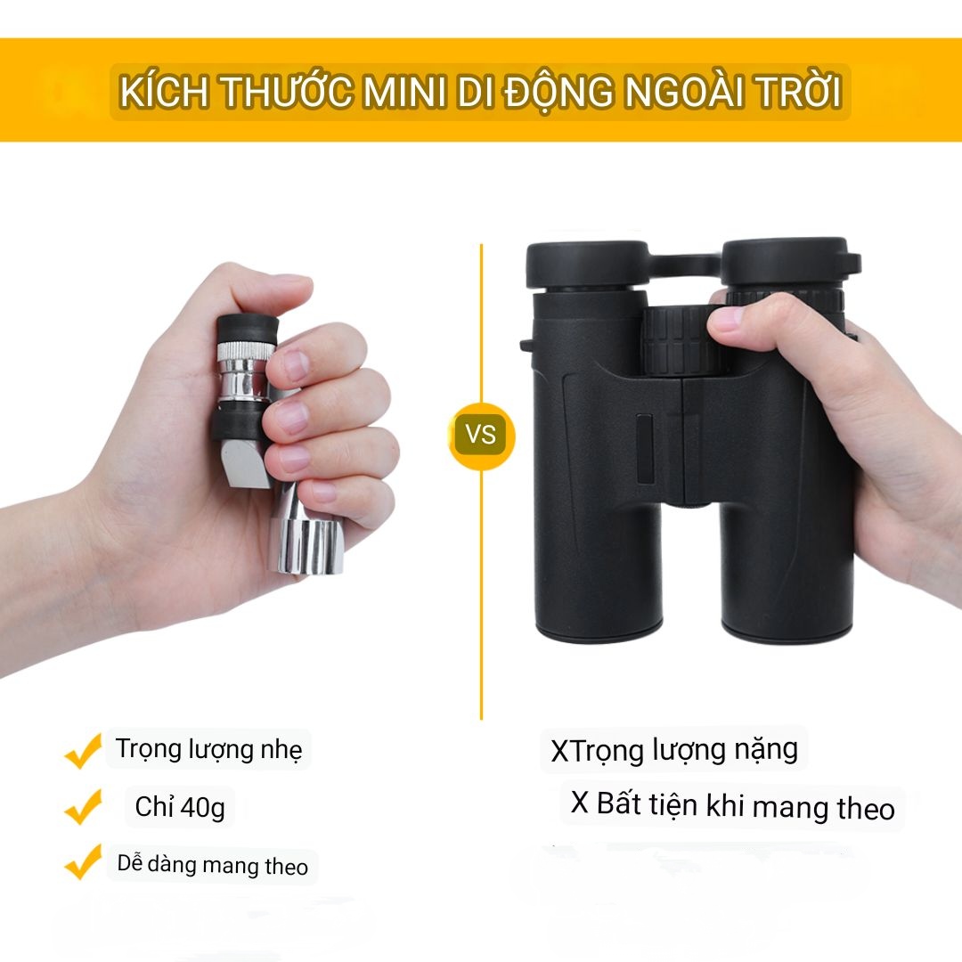 Ống lens cho điện thoại Ống nhòm mini một mắt 8x20 nhỏ gọn dễ sử dụng bỏ túi thân kim loại - Monocular 8x20 có thể gắn điện thoại quay phim chụp ảnh cho hình ảnh HD sắc nét