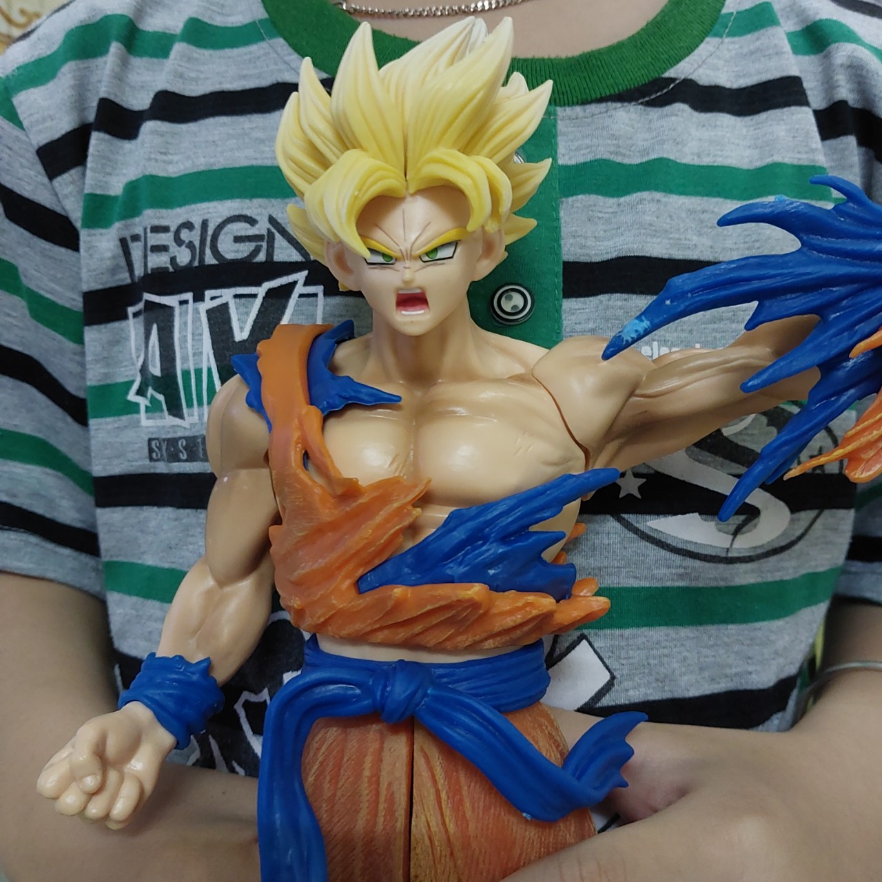 Mô hình Songoku lớn cấp 2 xé áo trận đánh với phide nhựa đặt tự nhiên nguyên khối Anime Dragonball 2046 9-2