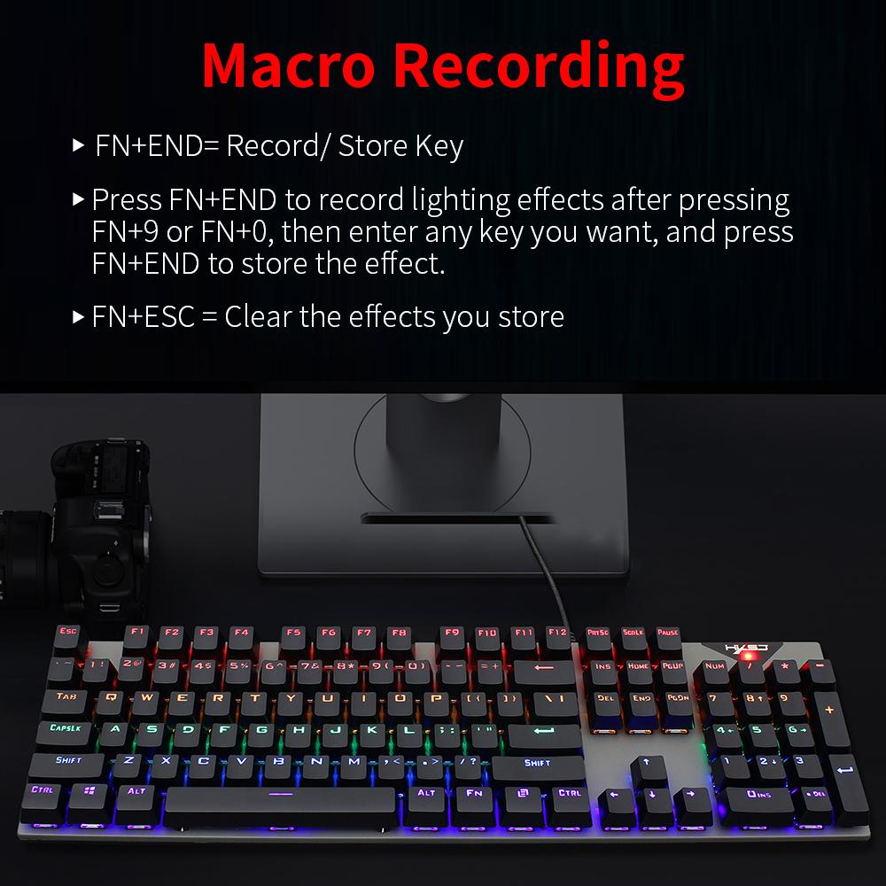HXSJ L300 Wired 104-key Keyboard RGB Backlit Keyboard N-key Rollover Blue Switch