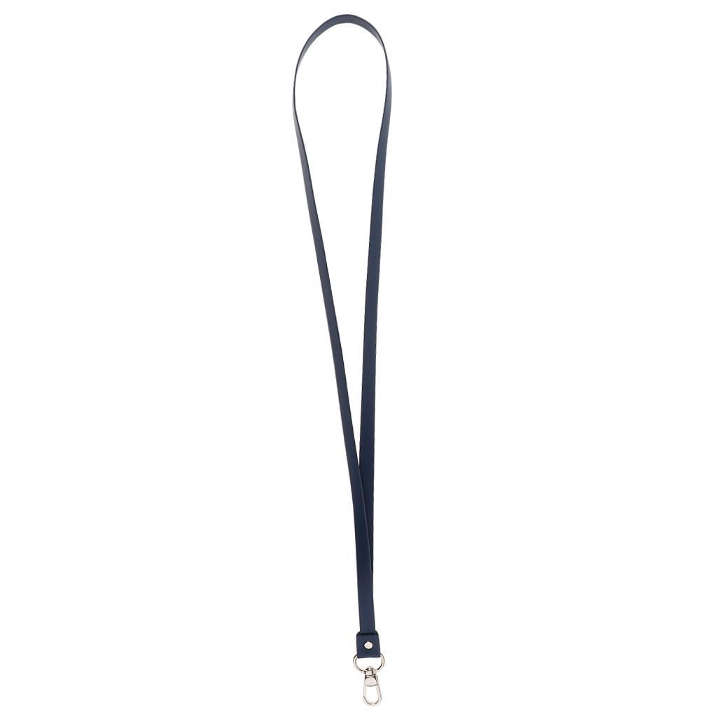 3-5pack PU Leather Neck Strap Lanyard Metal Clips for ID Cards Badges Blue