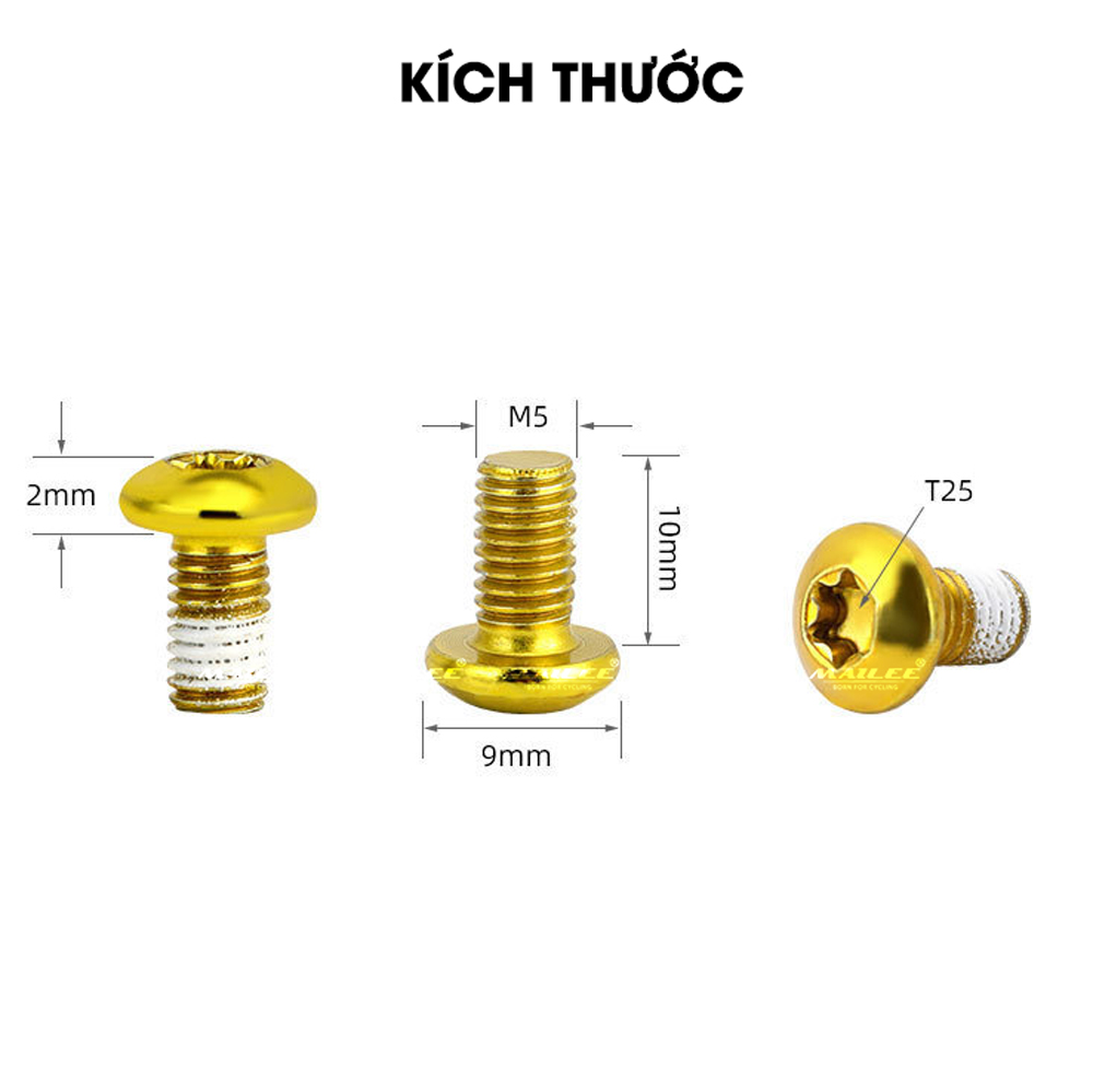 12 cái ốc vít đĩa phanh T-25 M5x10mm trang trí màu sắc (12 Cái/ bộ) bằng thép không gỉ dành cho xe đạp núi MTB phụ kiện xe đạp- Mai Lee