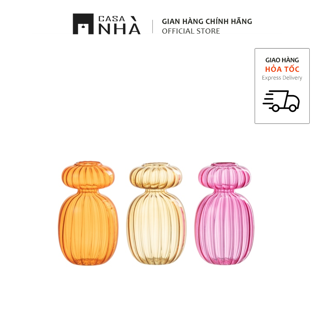 Bình hoa thủy tinh trong suốt màu pastel gợn sóng Culuritu - Bình hoa trang trí nghệ thuật 3 màu nhẹ nhàng