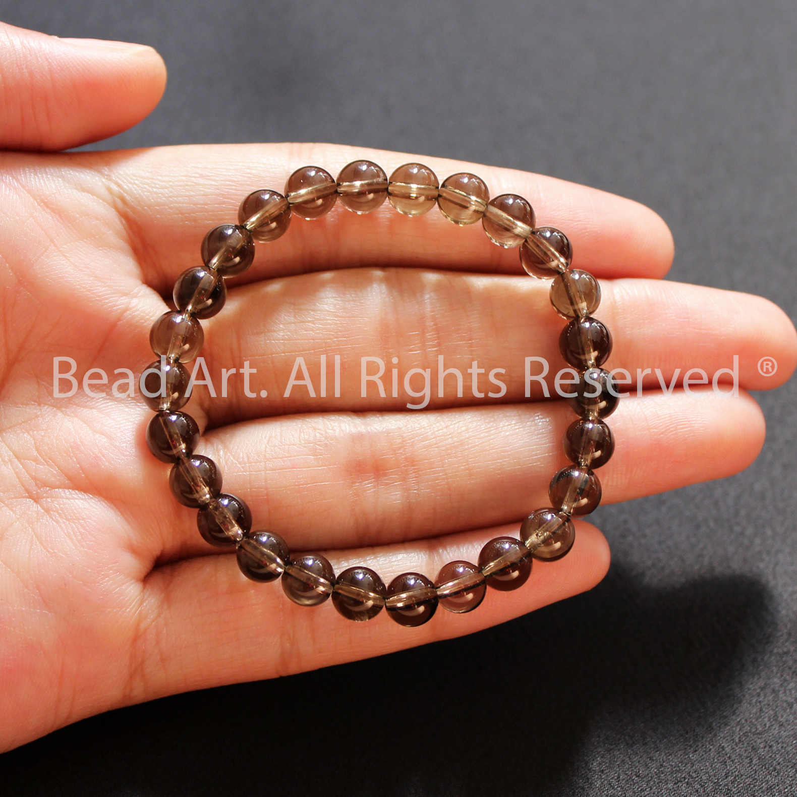 Vòng Tay 6MM Đá Thạch Anh Khói Nâu, Smoky Quartz Tự Nhiên, Mệnh Thuỷ, Kim, Đá Phối Vòng Tay Phong Thuỷ, Chuỗi Hạt - Bead Art