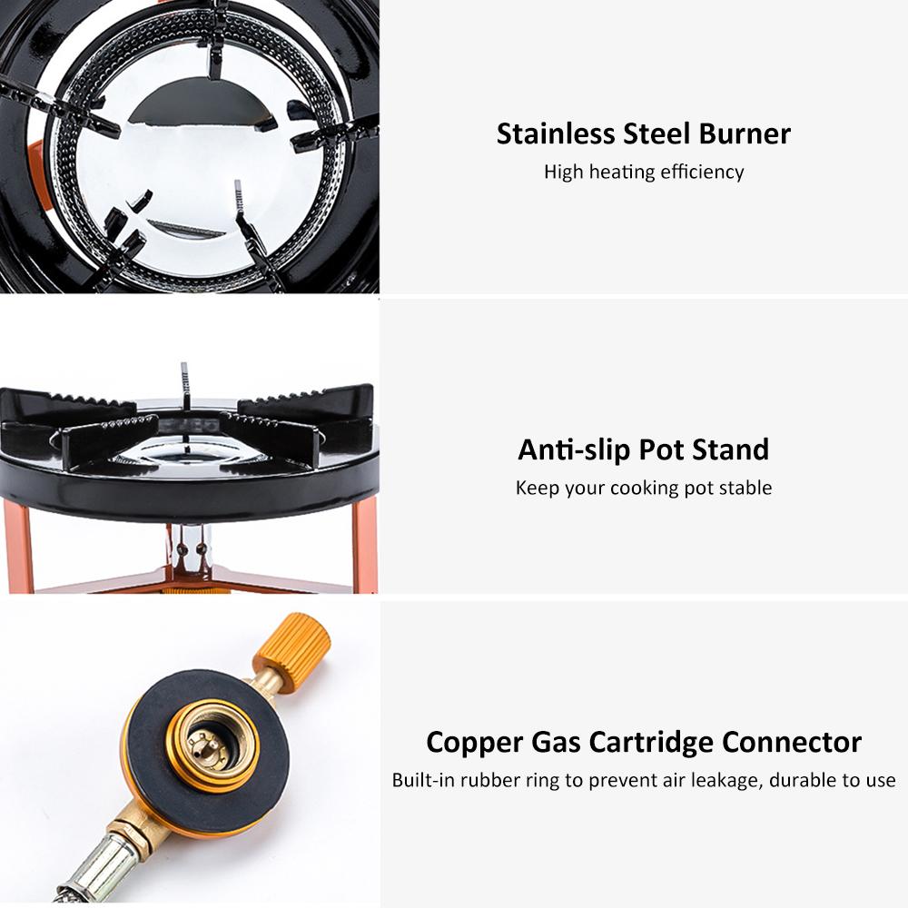 2700W Camping Gas Stove Portable Outdoor Cooking Stove Gas Burner Mobile Kitchen for Camping Hiking Backpacking Picnic