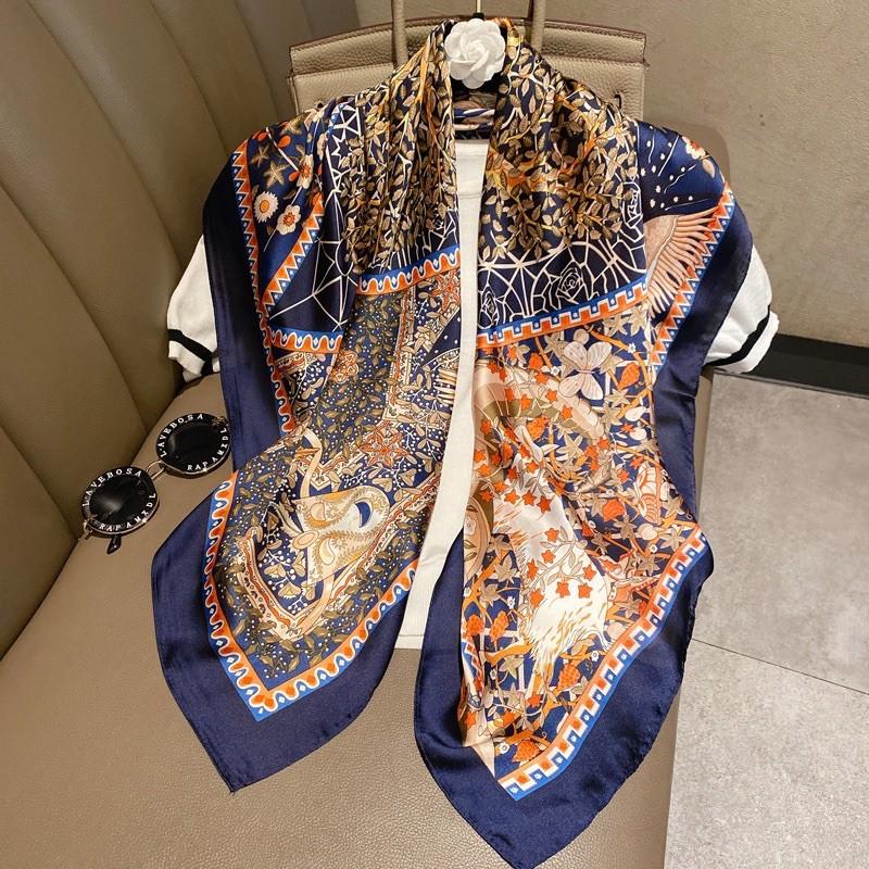 Khăn lụa vuông choàng cổ thanh lịch size 90x90cm đa năng quấn áo yếm - Khăn turban