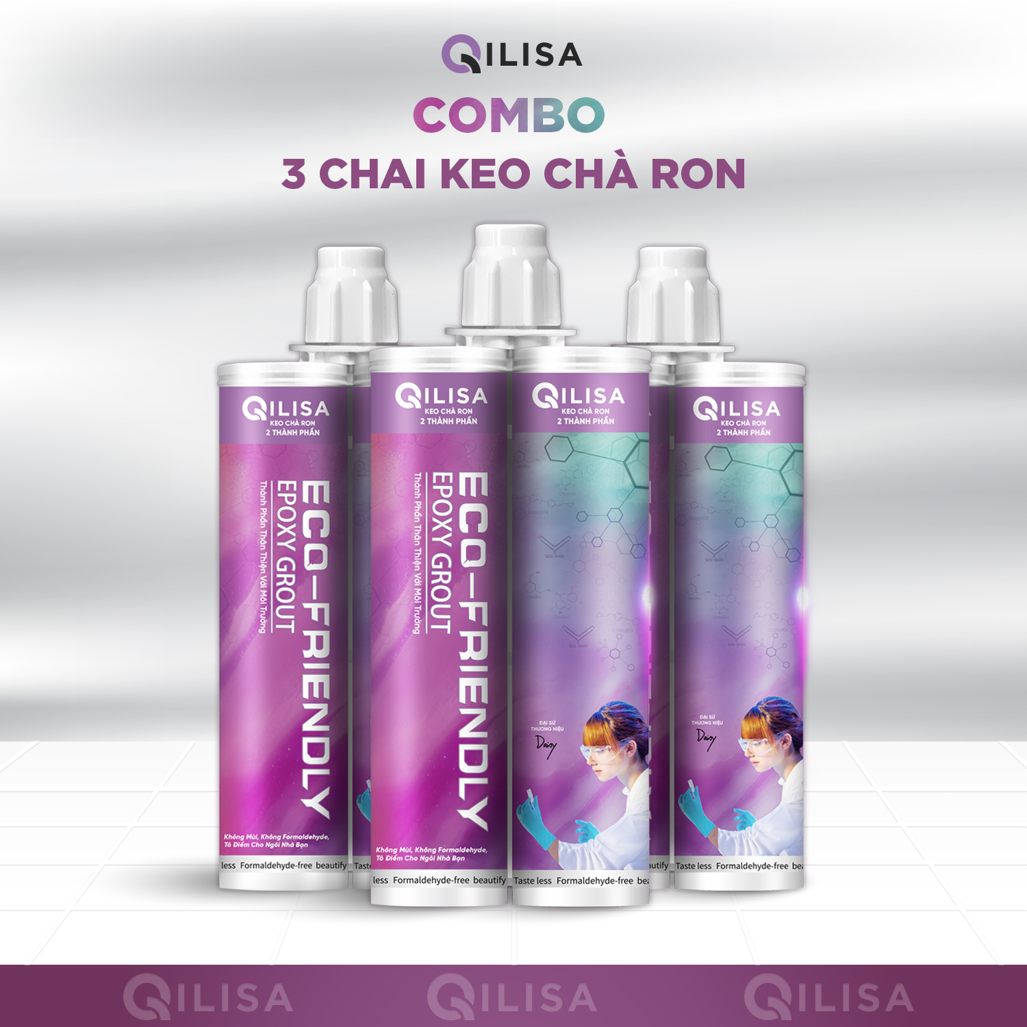 Keo Chà Ron Qilisa, Combo 3 Chai Keo Epoxy 2 Thành Phần 400ml ( Chống Thấm - Bám Bụi)