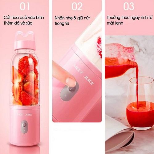 Máy Xay Sinh Tố Hoa Quả Trái Cây Mini Cầm Tay Meet Juice 500ml Cao Cấp