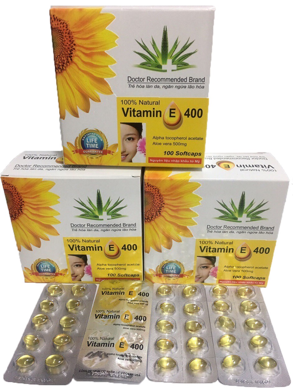 Vitamin E 400 Đẹp da, sáng da, chống lão hoá da hộp 100 viên