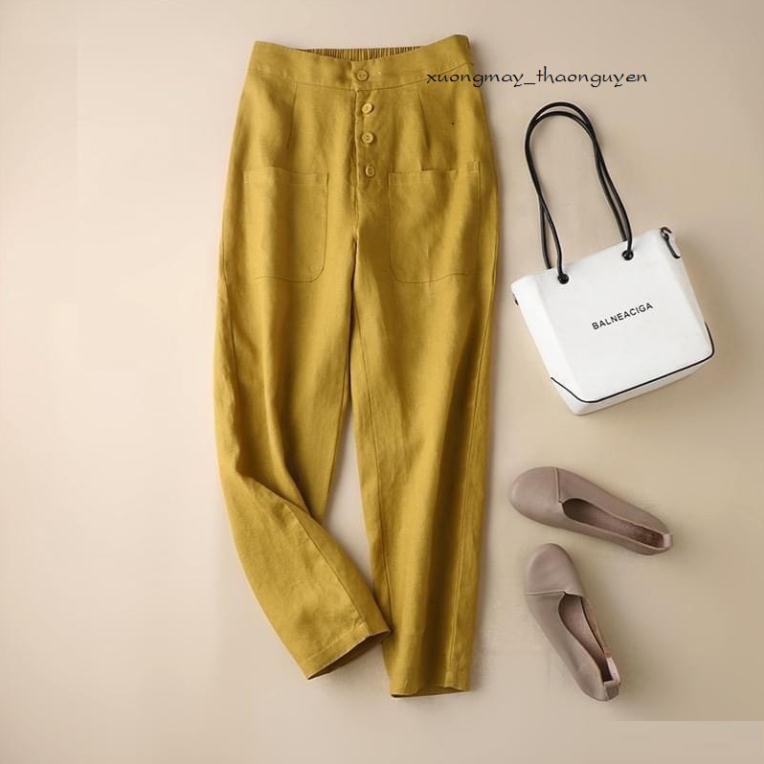 Quần baggy đũi cúc khóa lưng chun 4 khuy 2 túi nhiều màu