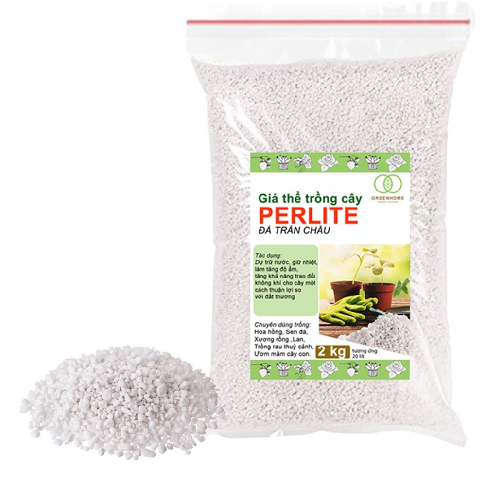 Đá Perlite (đá trân châu)-thích hợp để trồng hoa, trồng lan,hoa sen đá-bổ sung chất dinh dưỡng, điều hòa nhiệt độ -2kg