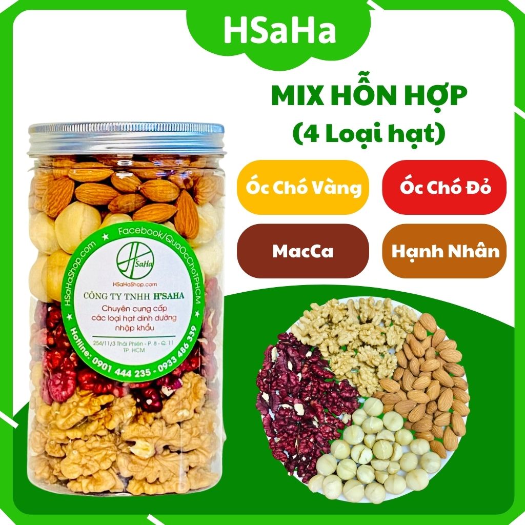 Mix Hạt Dinh Dưỡng Dành Cho Bà Bầu - 4 Loại Tách Vỏ - HSaHa - 500g