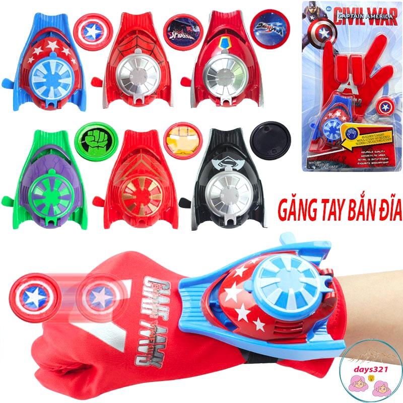 (5 LOẠI) Đồ chơi - Bao tay và đồng hồ bắn đĩa SPIDER-MAN IRONMAN BATMAN CAPTAIN AMERICA