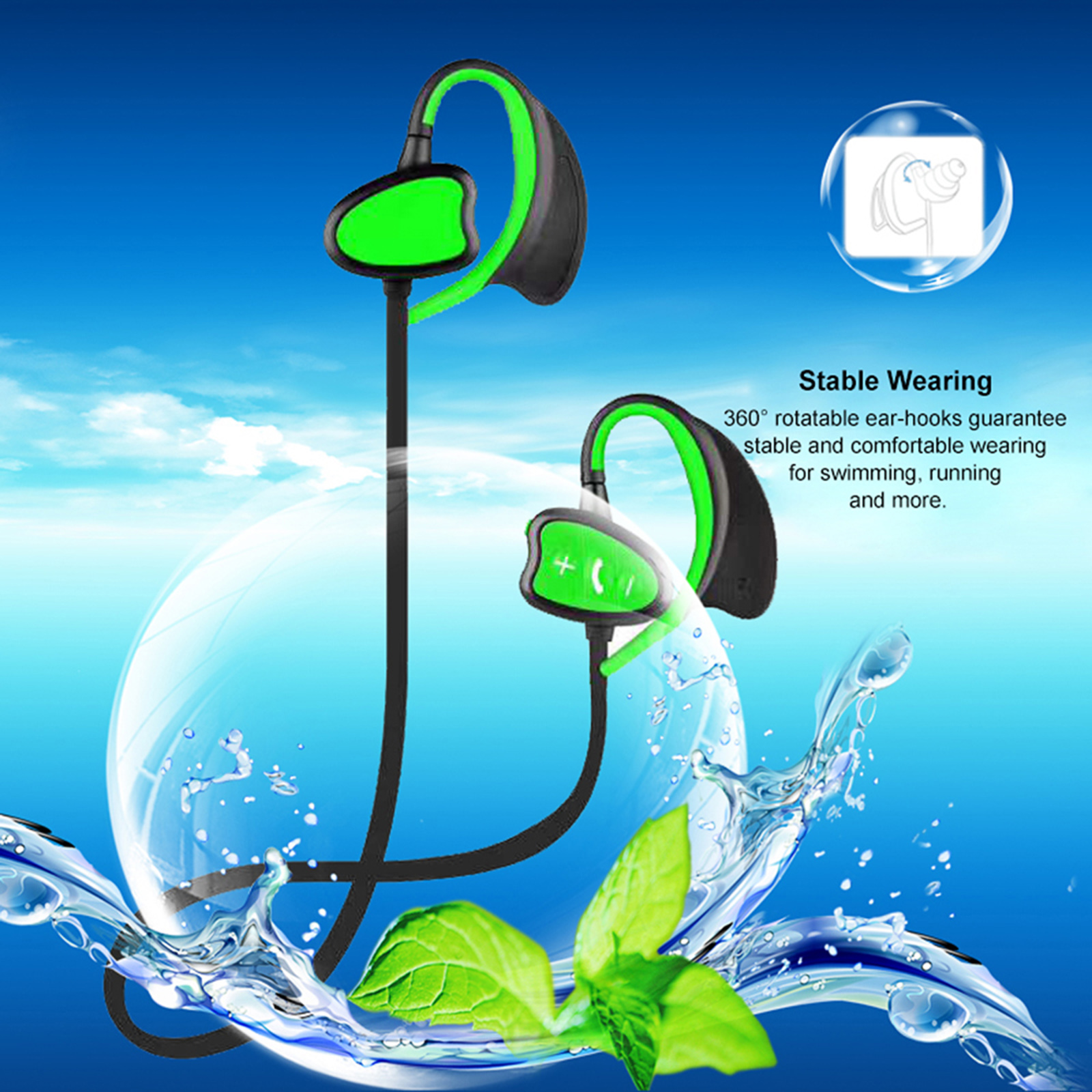 Tai Nghe Không Dây Bluetooth Chống Nước IPX8 Âm Thanh Nổi Csr Với Micrô