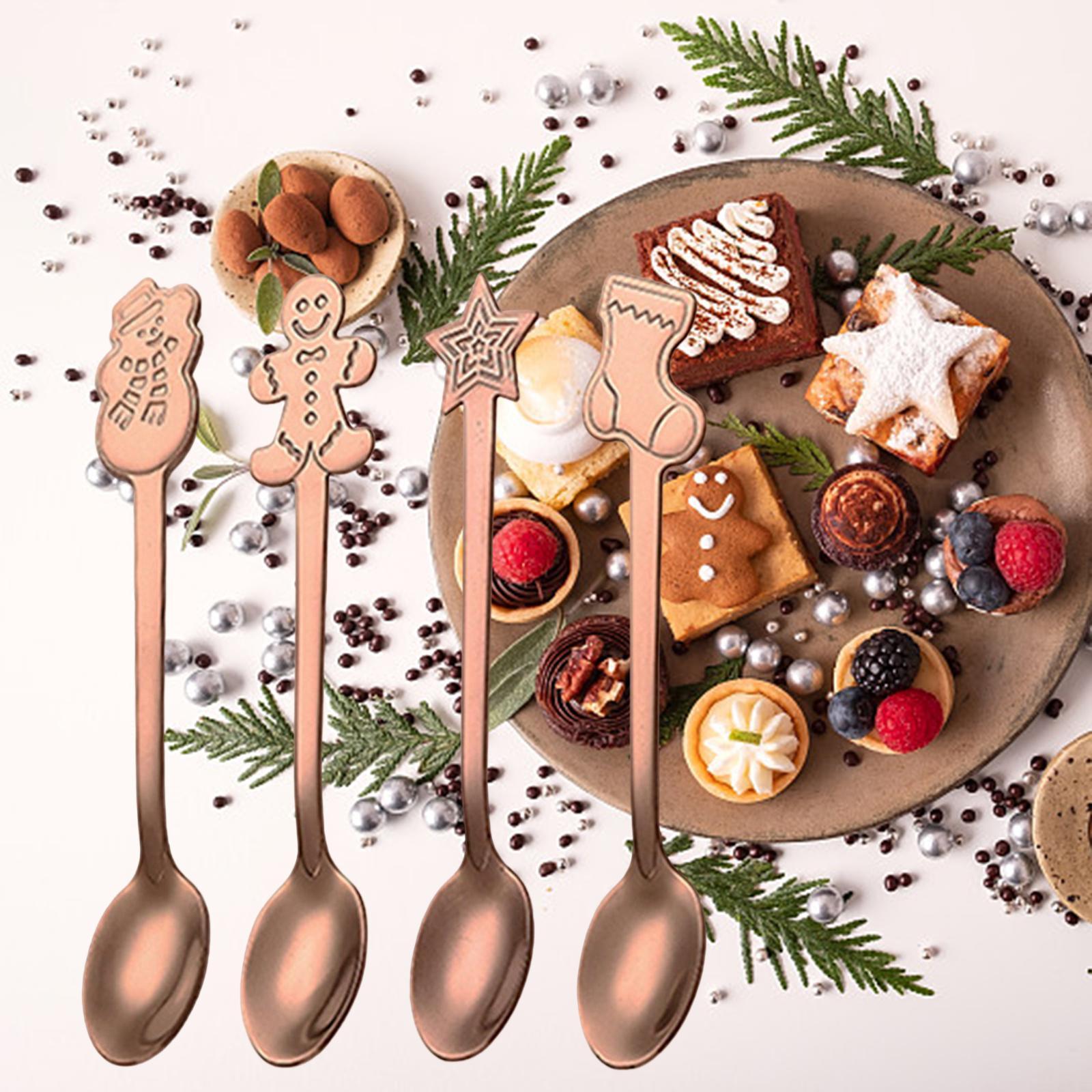 4x Mini Coffee Spoons Stainless Steel Spoon for Cafe Room Dessert