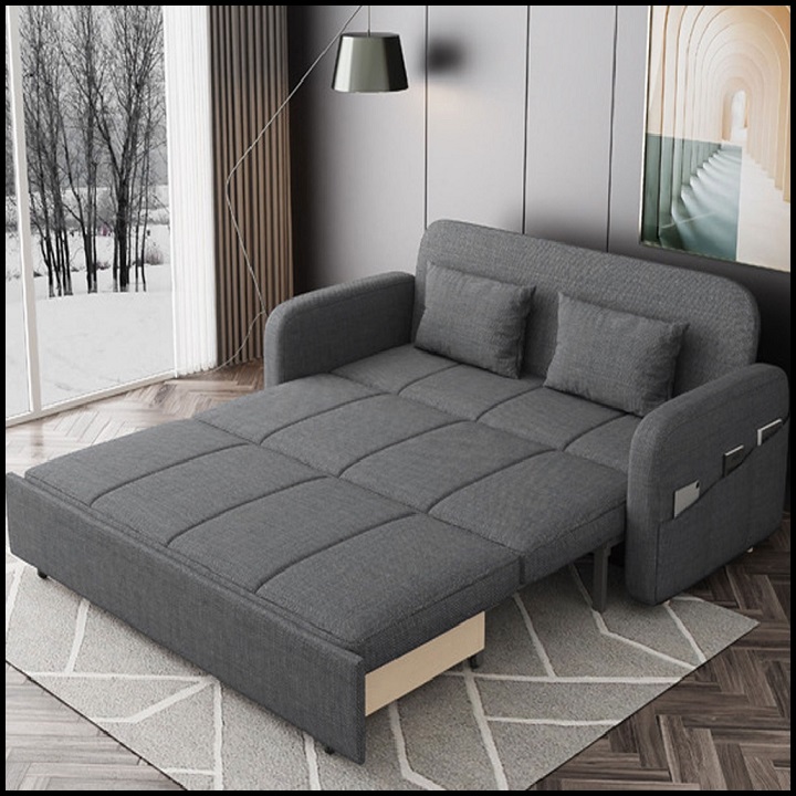 Giường Ngủ Sofa Gấp Gọn Có Ngăn Chứa Đồ KT 1m4 x 1m85 Toàn Bộ Khung Thép Chịu Lực 8 Điểm Sơn Tĩnh Điện. Ghế Sofa Giường Gấp Gọn Thông Minh. Tặng Kèm 2 Gối.