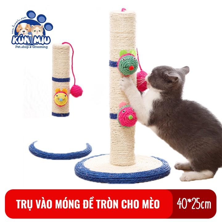 Trụ cào móng cho mèo có đế tròn  chất liệu sisal