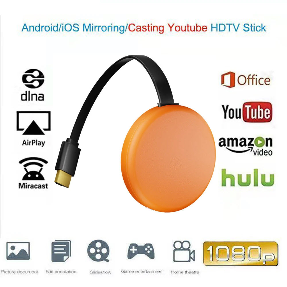 Bộ Kết Nối HDMI Không Dây Cho Điện Thoại Android, IOS Dùng Cho Máy Chiếu, TV Hỗ Trợ Độ Phân Giải Full HD 1080P. K13 Wireless Display Dongle 1080P FHD 2.4G WiFi Phone Screen Mirror Device Youtube Casting HDTV Stick for Android iOS