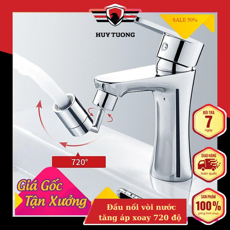 Đầu vòi nước xoay tiện lợi, Đầu nối vòi nước tăng áp xoay 720 độ lắp vòi nước chậu rửa bát chén lavabo với 2 chế độ nước