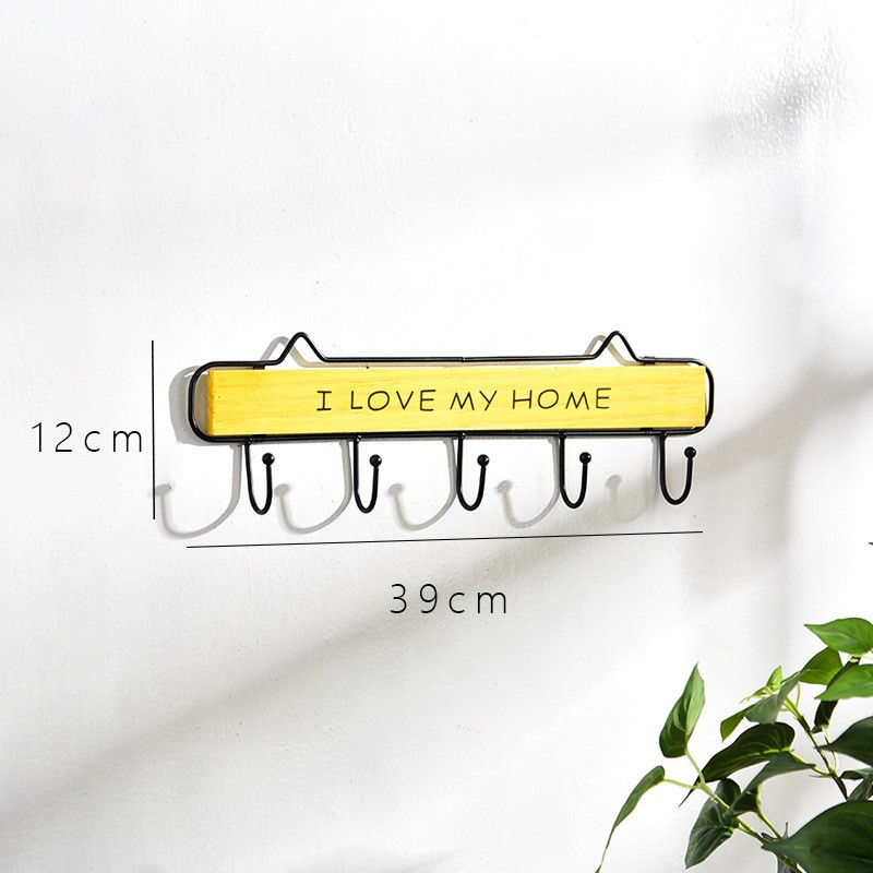 Móc treo đồ trang trí gắn tường chữ I LOVE MY HOME bằng gỗ