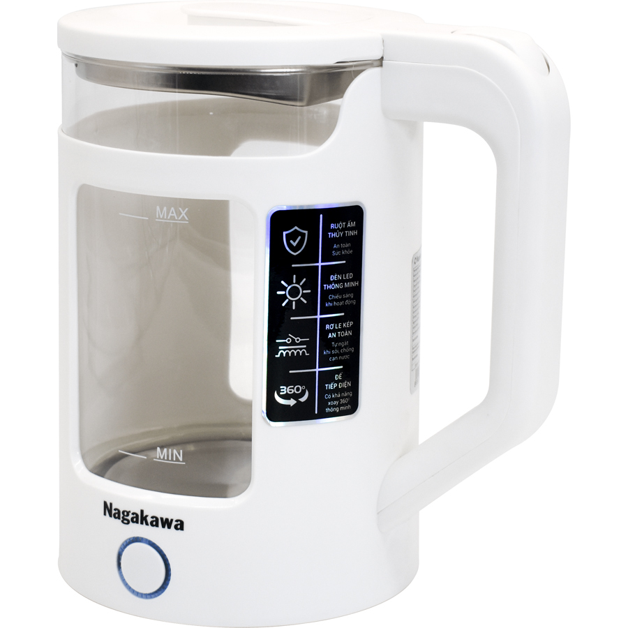 Ấm siêu tốc thủy tinh Nagakawa NAG0318 - Hàng chính hãng