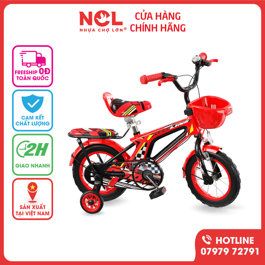 Xe Đạp Trẻ Em Nhựa Chợ Lớn 12 inch Bánh Căm Ốp Sườn K2 Cho Bé Từ 2 đến 4 Tuổi