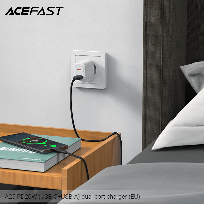 Hình ảnh Sạc Acefast PD3.0 20W 2 cổng USB-C+USB-A (EU) - A25 Hàng chính hãng Acefast
