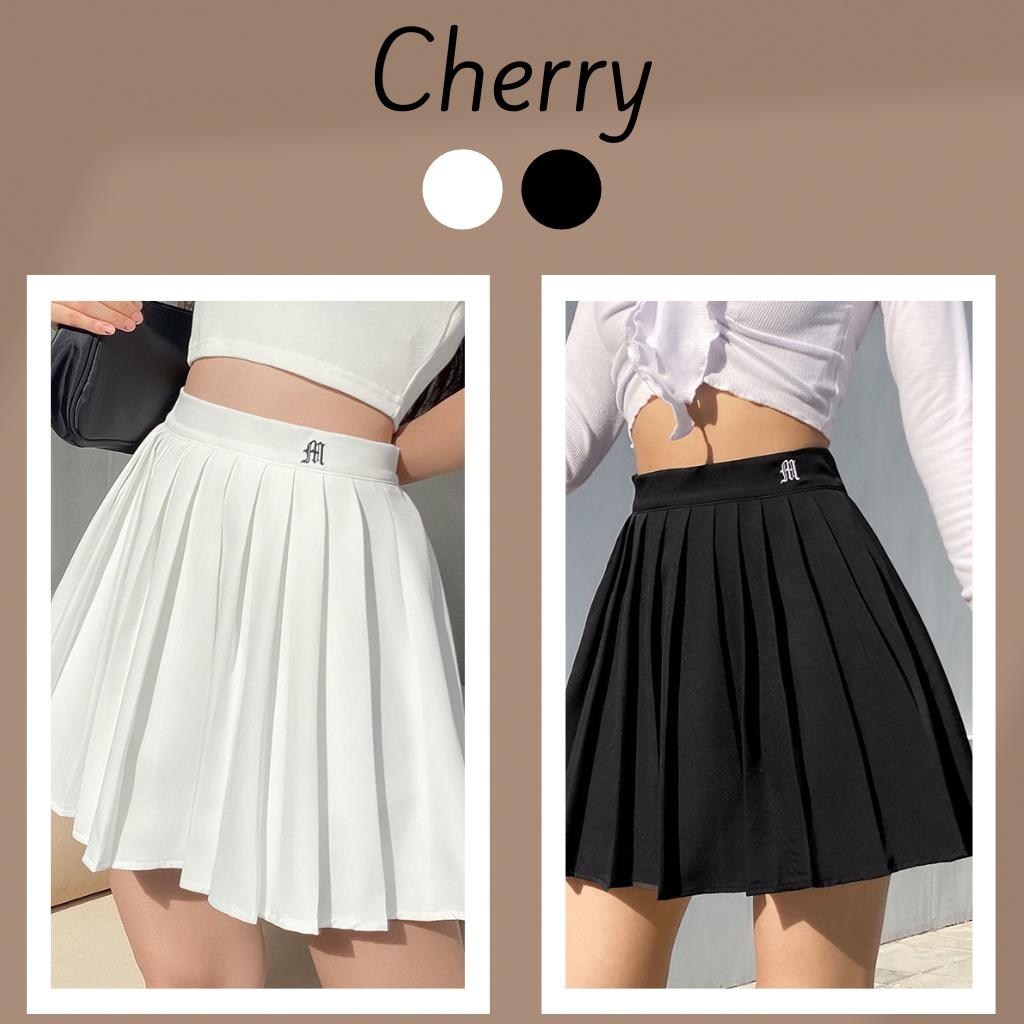 Chân váy ngắn xếp ly hai lớp phong cách CHERRY chân váy tennis xòe kiểu xếp li âu mỹ V048