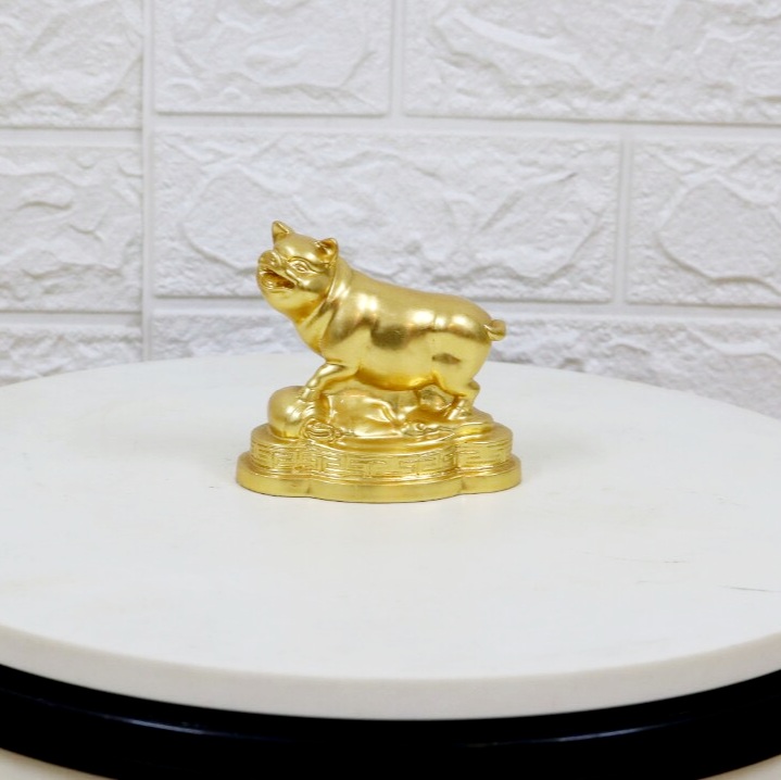 Tượng lợn bằng đồng mạ vàng 24K