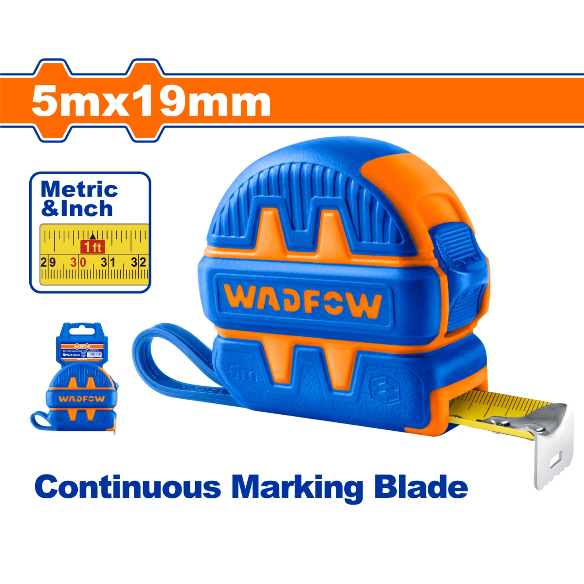 THƯỚC KÉO THÉP NỀN VÀNG 5X19MM WMT1220 WADFOW - HÀNG CHÍNH HÃNG