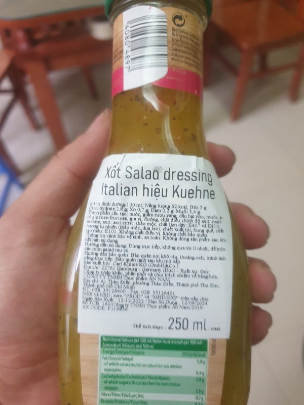 SỐT TRỘN SALAD DRESSING ITALIAN KUEHNE 250ML