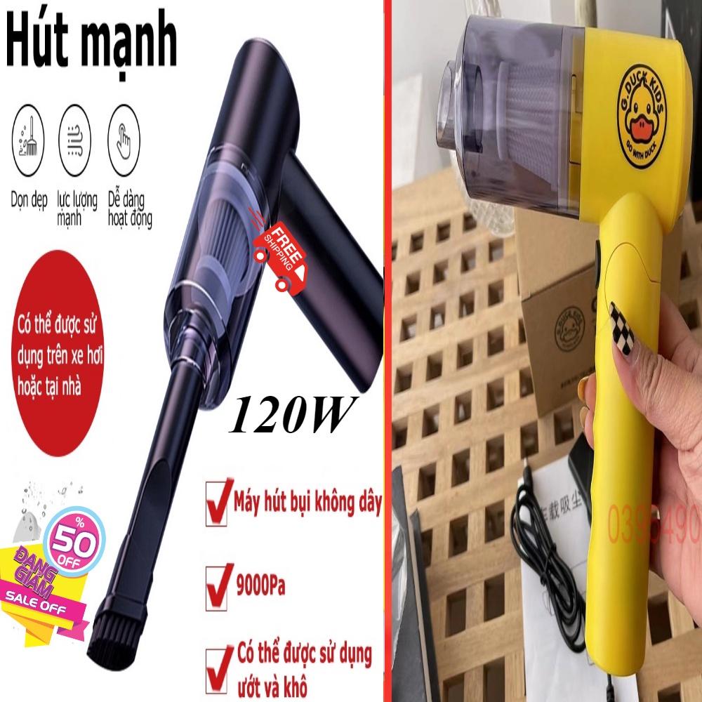 Máy Hút Bụi Vịt Vàng Mini Cầm Tay Không Dây Gduck sạc tích điện công suất 120W hút bụi giường