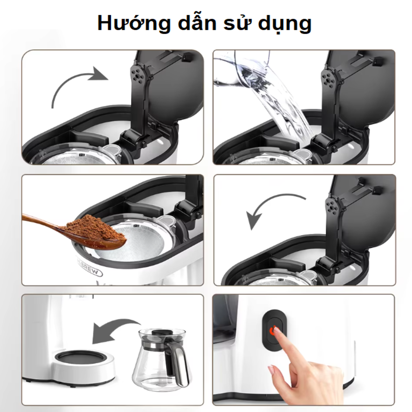 Máy pha cà phê, pha trà tự động Drip thương hiệu HiBREW H12 - Dung tích 750ml - Công suất 700W - Hàng chính hãng