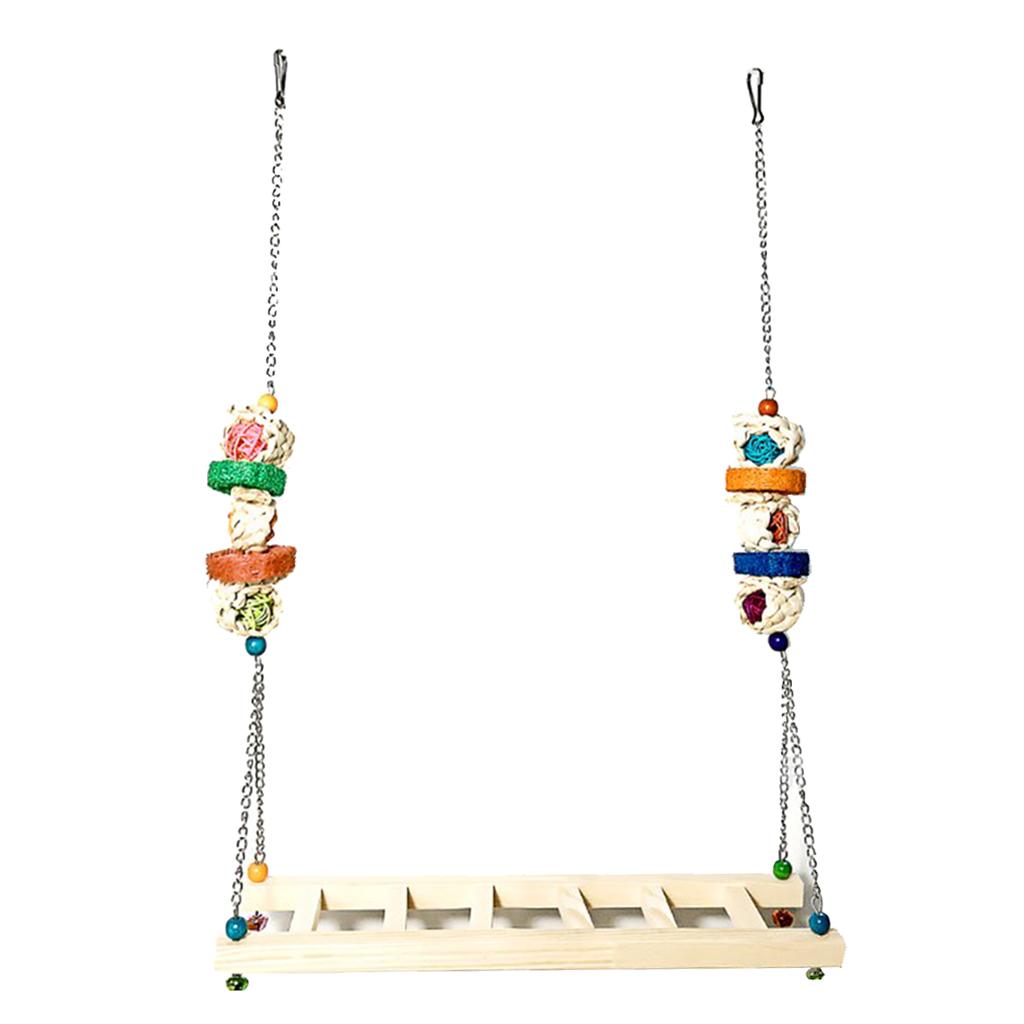 Chicken Swing Ladder Wooden Perch Handmade Bird Toy for Macaw Trainning