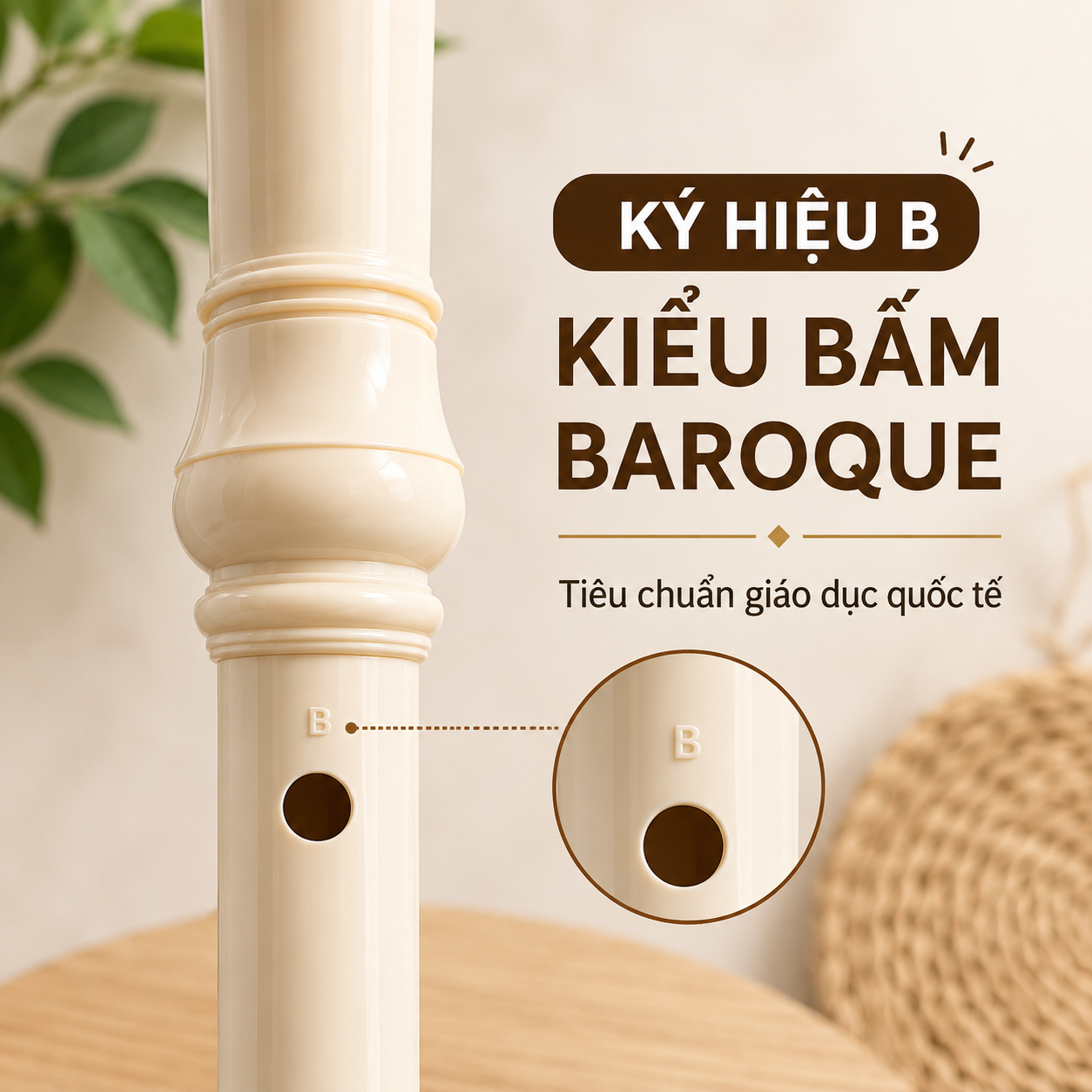 Sáo Recorder Soprano HT Music HT-8C Baroque 8 Lỗ Nhựa ABS Cao Cấp Kèm Túi Và Cây Vệ Sinh