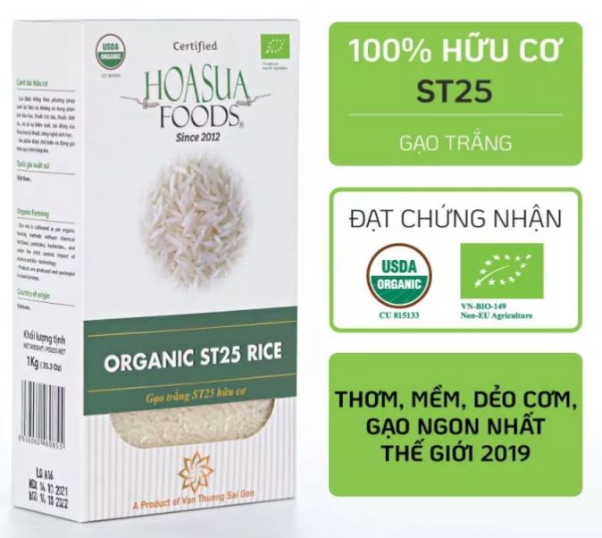 Date 20/7/24 Gạo Trắng Hữu Cơ ST25 Hoa Sữa 1kg