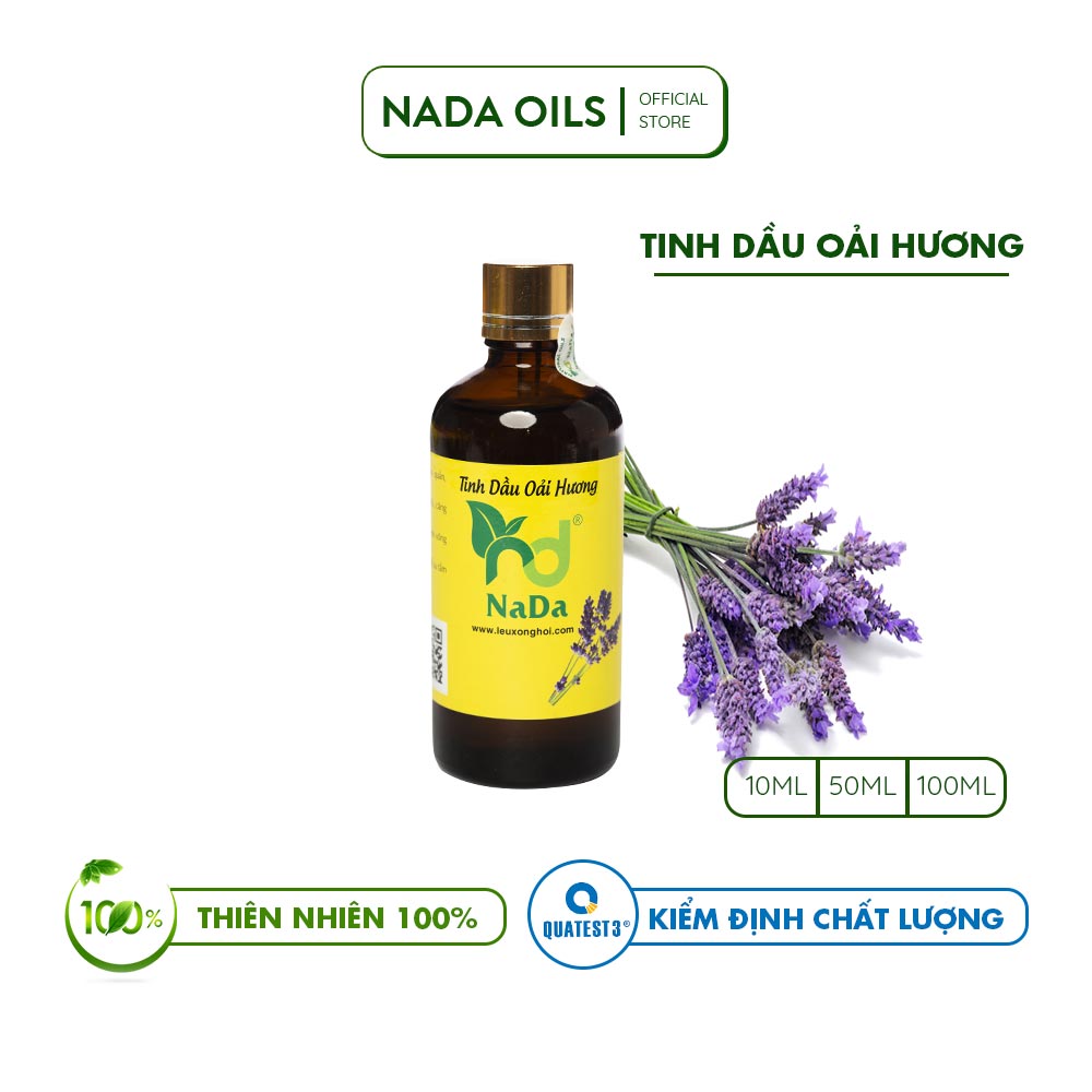 Tinh dầu Oải hương (Lavender) nguyên chất Nada | Kiểm định QT3 | Làm nước hoa, Dễ ngủ, Chống lão hóa, Giảm Stress