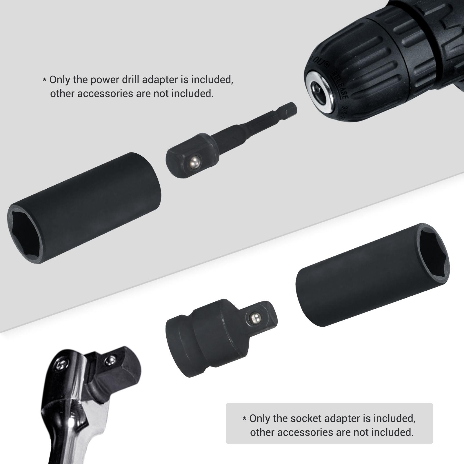 10 Pieces Drive Impact Extension Bar & Adapter Set Includes Extension Bar Power Drill Adapter Impact