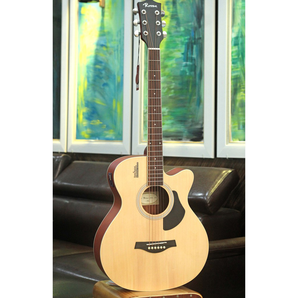 [Gắn EQ] Đàn Guitar Acoustic Rosen G12 Màu Gỗ Dáng A và EQ Mings AGA MET-B12 (Đàn đã gắn sẵn EQ) - Phân Phối Chính Hãng - Kèm Móng Gảy DreamMaker