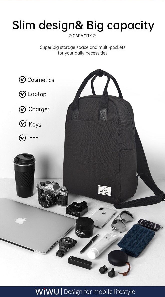 Balo Wiwu Ora Backpack Dành Cho Điện Thoại Di Động, Máy Tính Bảng, Macbook, Laptop Được Làm Bằng Chất Liệu Chống Thấm Nước, Sức Chứa Lớn - Hàng Chính Hãng