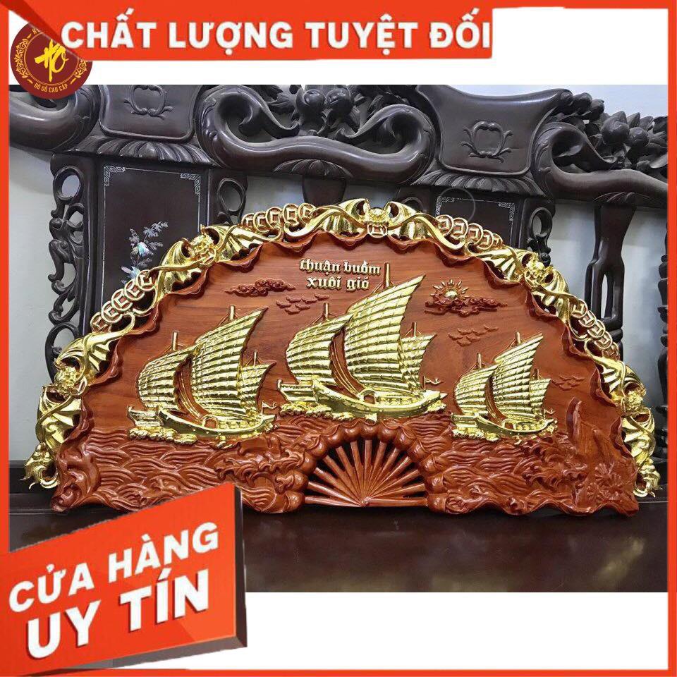 QUẠT GỖ TREO TƯỜNG THUẬN BUỒM XUÔI GIÓ - BÁT MÃ MẠ VÀNG