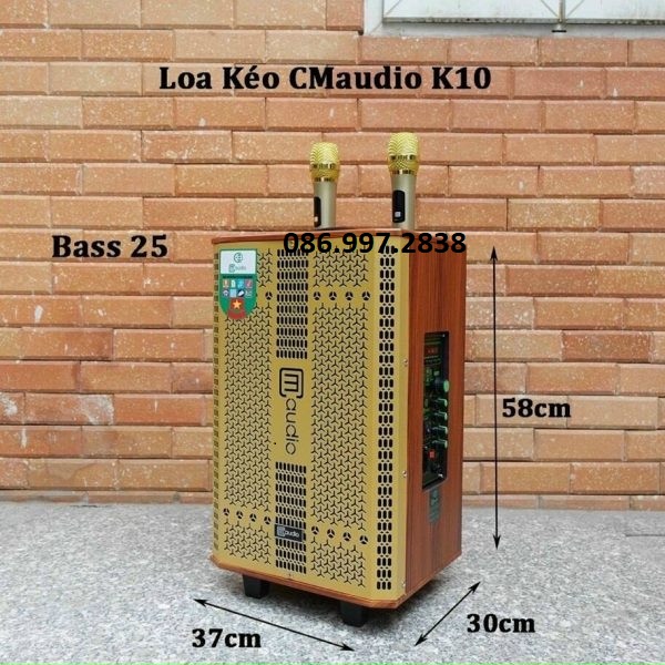 LOA KÉO DI ĐỘNG BASS 25 - CM AUDIO K10 - VỎ GỖ SANG TRỌNG - HÀNG CHÍNH HÃNG