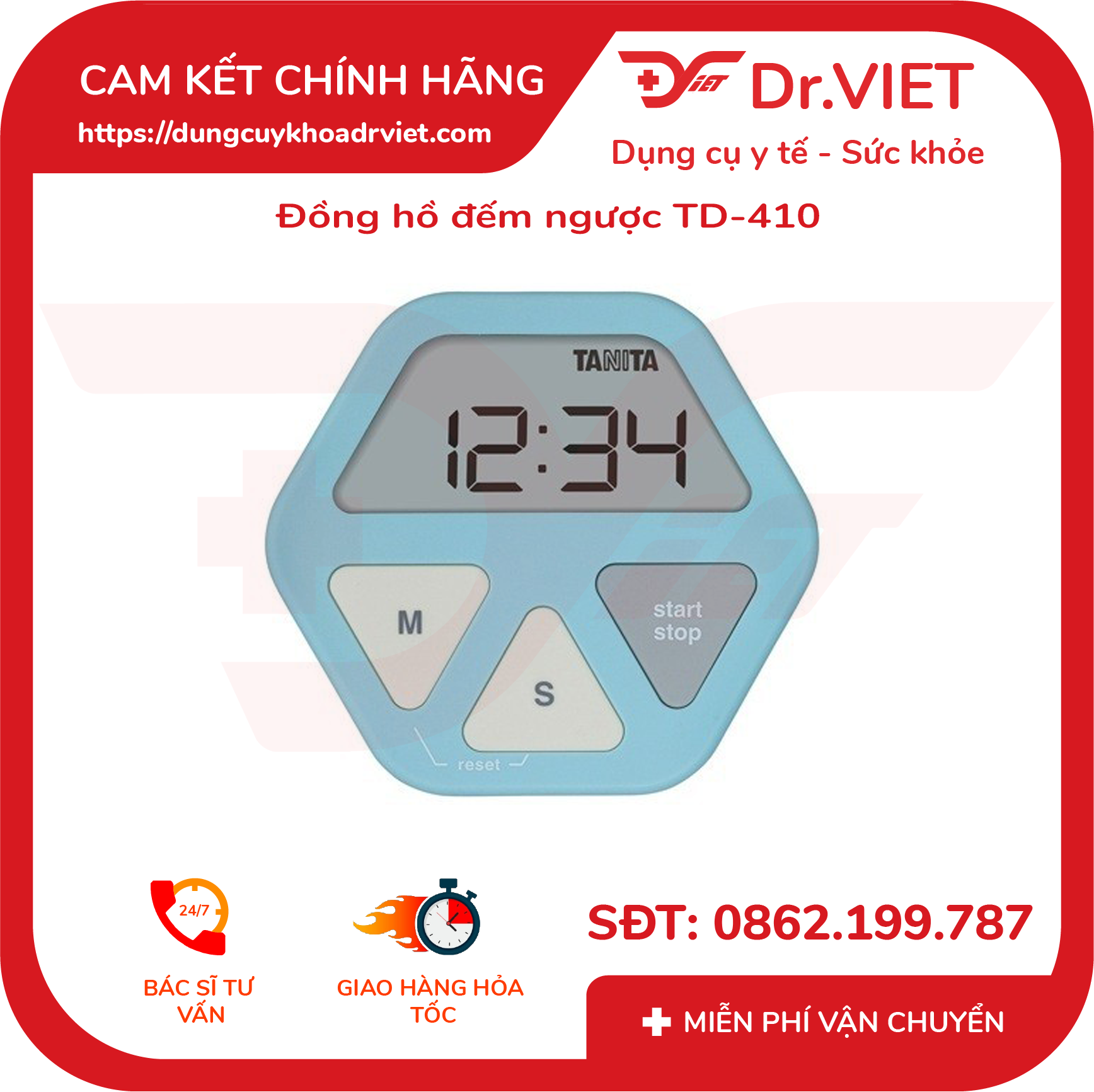 Đồng hồ đếm ngược TD-410 (dùng trong nấu ăn, học tập, tính thời gian trong salon tóc hay các cuộc thi) Lucass - Dr Viet