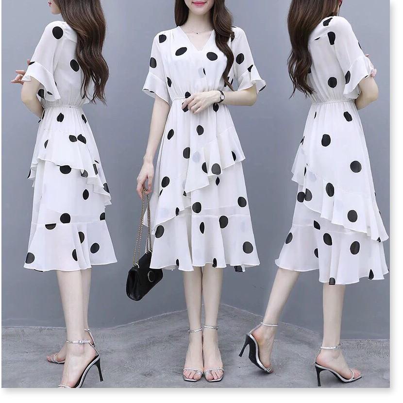 ĐẦM VOAN LỤA CHẤM BI - XẾP TẦNG
