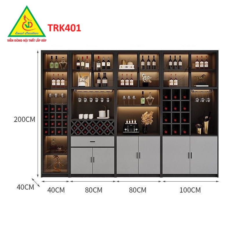 Tủ rượu cánh kính, tủ trưng bày rượu  TRK401 - Nội thất lắp ráp Viễn Đông ADV